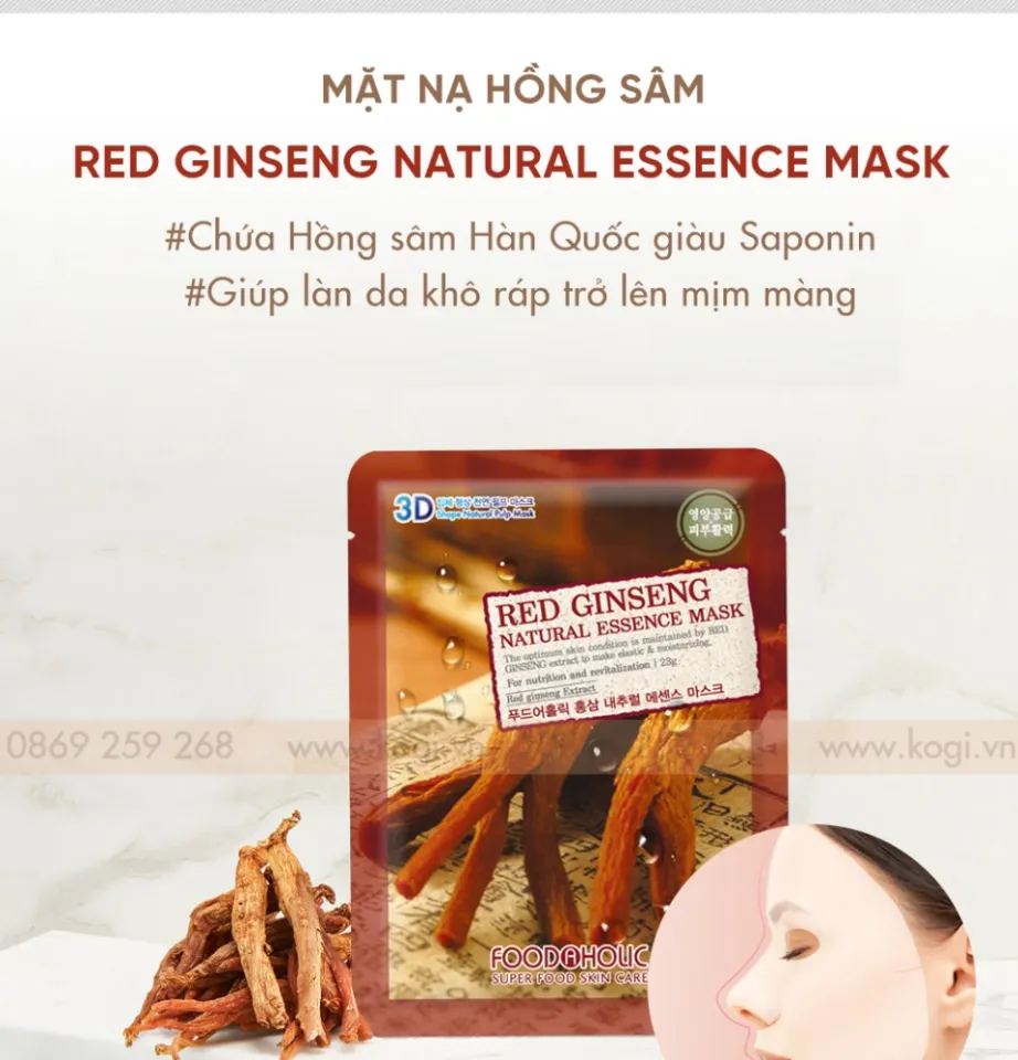 GIÁ TỐT]Mặt nạ dưỡng ẩm tự nhiên 3D Hồng Sâm Red Ginseng Natural Essence  Mask