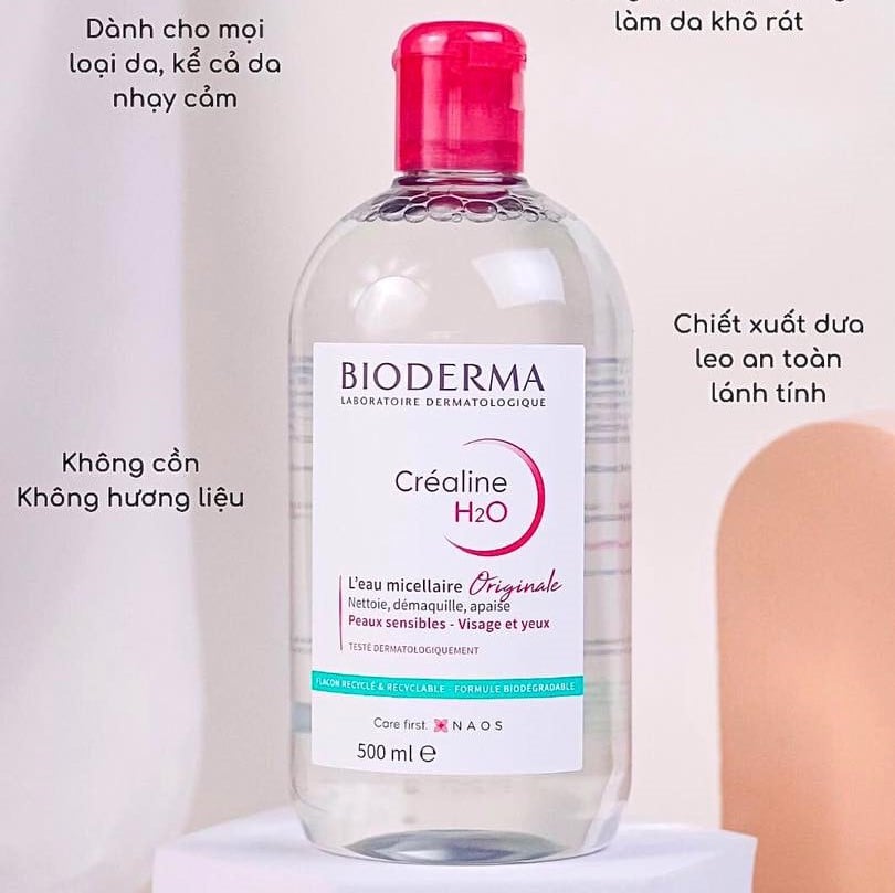 Nước tẩy trang dành cho da nhạy cảm Bioderma Crealine H2O Original Micellar Water 500mlNước tẩy trang dành cho da nhạy cảm Bioderma Crealine H2O Original Mic – drduyen