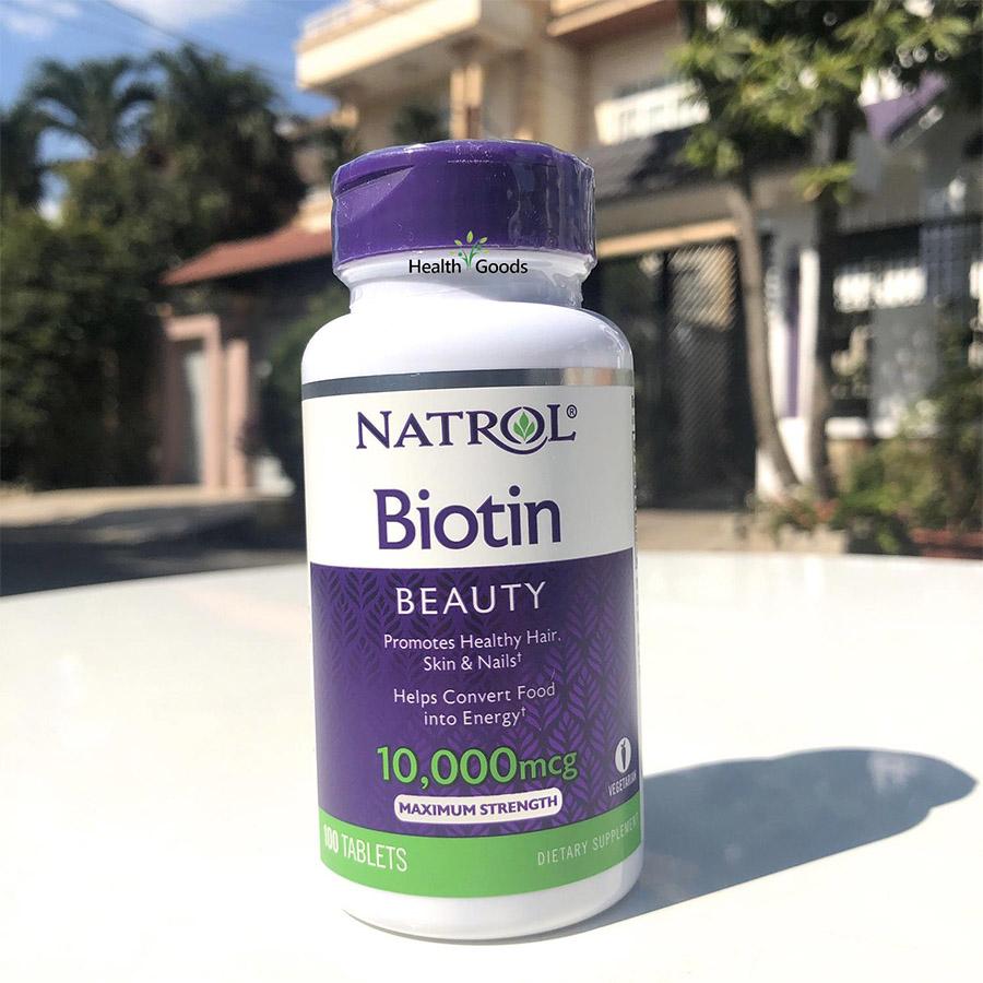 Viên uống hỗ trợ mọc tóc, móng khỏe cho người từ 12 tuổi trở lên Natrol  Biotin Maximum Strength 10000mcg 100 viên